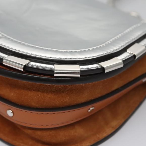 Chloe Nile Hand Bag Enamel Leather 2way Silver Brown Auth 101064 - Picture 16 of 16